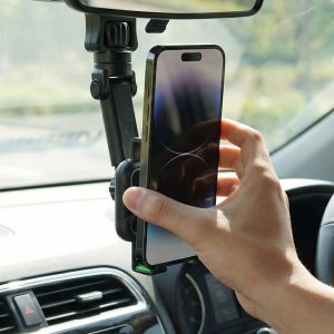 360 Degree Adjustable Rearview Mirror Car Mobile Phone Holder (1 Pc)