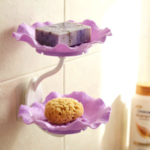 Wall Mounted Plastic 2 Layer Soap Dish Holder (1 Pc)
