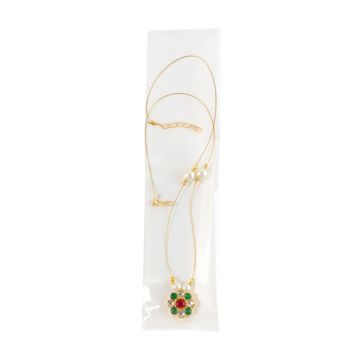 Elegant Traditional Multicolor Stone & Pearl Pendant Chain (1 Pc) - Image 3