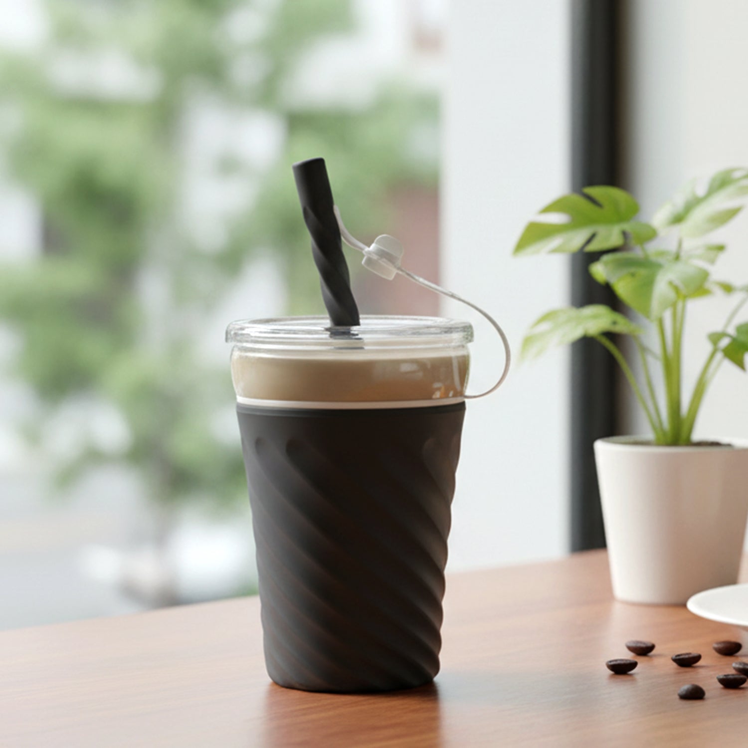 Swirl Design Drinking Tumbler Cup with Lid and Straw (1 Pc) - Image 7