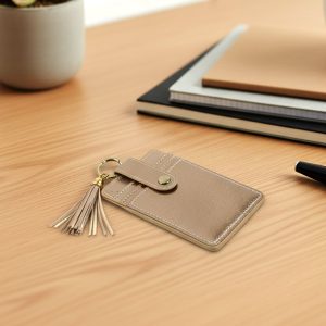PU Leather Card Holder Wallet with Button Strap (1 Pc)