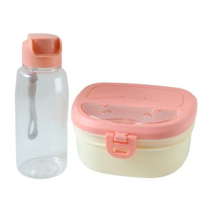 Plastic Lunch Box with Water Bottle Combo Set (1 Set)