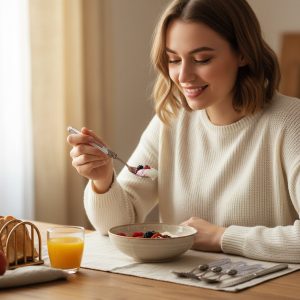 Premium Stainless Steel Dessert Spoon With Plastic Handle Set (4 Pc Set)