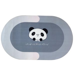Anti-Slip Cartoon Panda Printed Bathroom Floor Mat (1 Pc, 89 x 59 Cm)