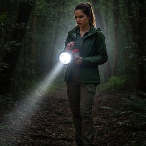 OMEGA 200W High Power LED Laser Torch Light with Side Emergency Light Panel (1 Pc)