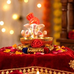Decorative Lord Ganesha Pooja Thali Set (1 Pc)