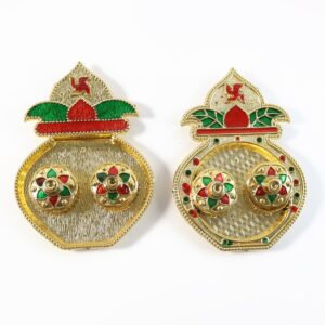 Decorative Plastic Kalash-Shape Double Kumkum Box (Mix Design, 1 Pc)