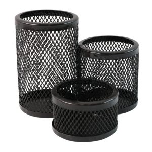 Khyati Trio Metal Mesh Pen Stand – 3-in-1 Round Desk Organizer Set