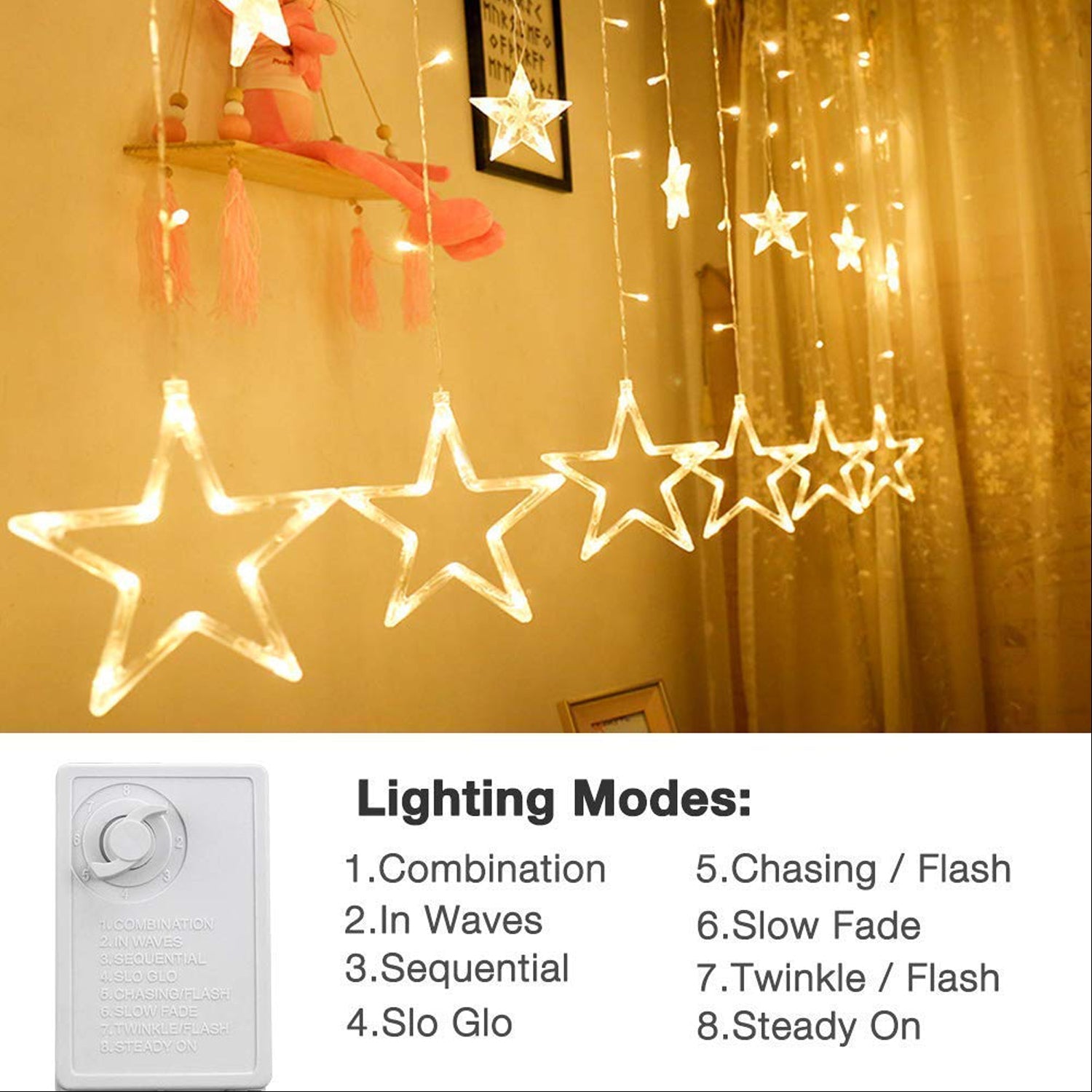 12 Stars Curtain String Lights, Window Curtain Lights