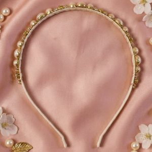 Premium Pearl & Crystal Embellished Hair Band (1 Pc)