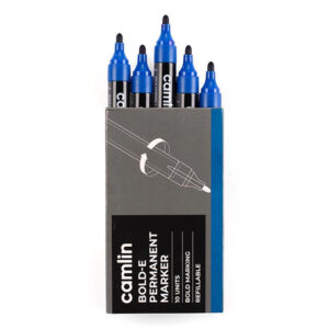 Camlin Bold-E Permanent Marker Blue Long-Lasting Refillable Marker Pack 10