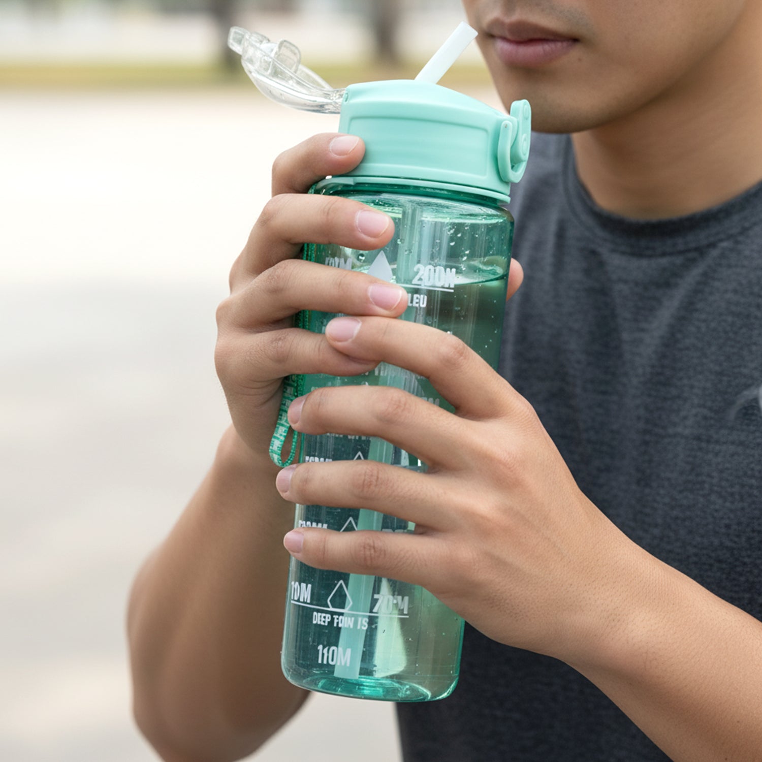 Motivational Water Bottle with Time Marker and Flip Top Lid (900 ML) - Image 6