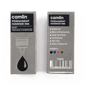 Camlin Permanent Marker Ink 15 ml – Black Color Refill Ink for Multi-Surfaces