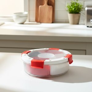 Plastic 5 Compartment Spice Storage Box With Spoons