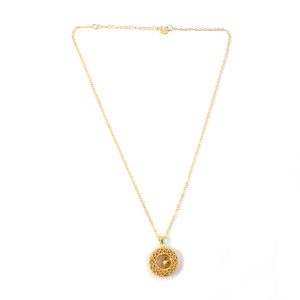 Traditional Gold-Tone Round Jhumka Pendant Chain Necklace (1 Pc)