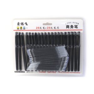 Refillable Black Marker Pen with Extra Ink Refills 20 pieces (1 Set)