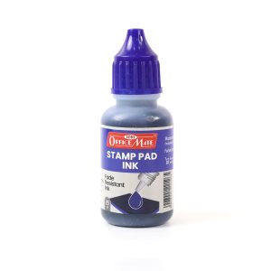 Officemate Stamp Pad Ink Blue – 15 ml Bottle | Fade-Resistant, Quick-Drying Refill