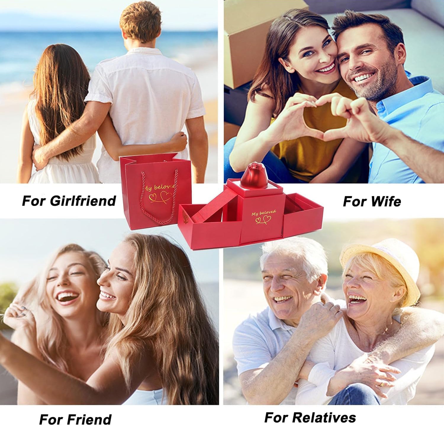 Christmas Gifts for Women Rose Ring Box Jewellery Box