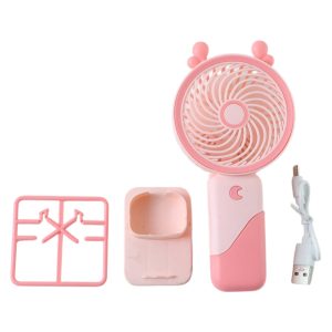Portable USB Rechargeable Mini Fan with LED Light (1 Set)