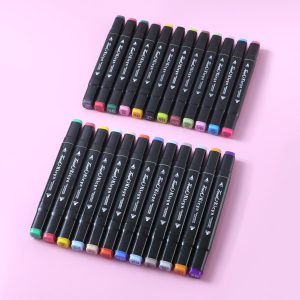 24 Pc Dual Tip Sketch Marker Pen Set With Storage Pouch