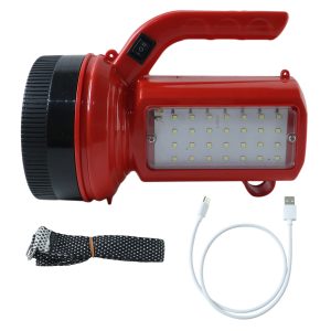 OMEGA 200W High Power LED Laser Torch Light with Side Emergency Light Panel (1 Pc)