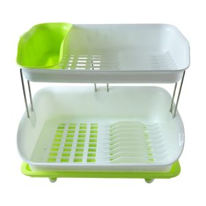Prexo 2 Layer Kitchen Dish Drying Rack with Drain Tray (1 Set)
