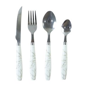 Stainless Steel Cutlery Set with Marble Design Handle (4 Pc  Set)