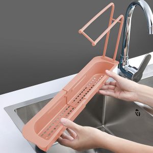 Kitchen Sink Organizer Rack with Towel Holder & Drain Tray (1 Pc)