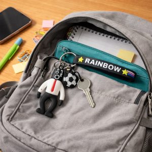 Rainbow Strap Cartoon Football Boy Keychain (1 Pc)