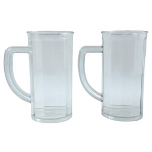 Prexo Plastic Shake Mug Glass with Handle (2 Pc Set, 400 ML Approx)