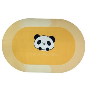Anti-Slip Cartoon Panda Printed Bathroom Floor Mat (1 Pc, 90 x 59 Cm)