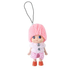 Cute Mini Doll Keychain Soft Knitted Cap Girl Charm Keyring (1 Pc / Mix Color)