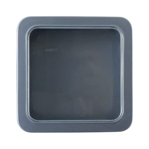 Square Metal Storage Tin Box with Transparent Window Lid (1 Pc, 9.5 x 9.5 Cm)