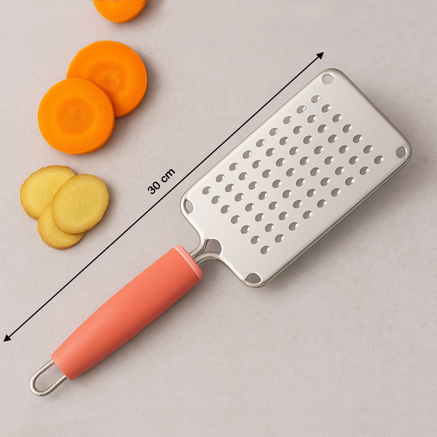 Supermom Stainless Steel Vegetable & Cheese Grater with Soft Grip Handle (1 Pc) - Image 3
