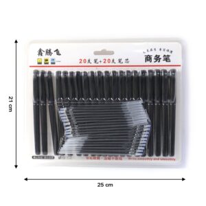 Refillable Black Marker Pen with Extra Ink Refills 20 pieces (1 Set)