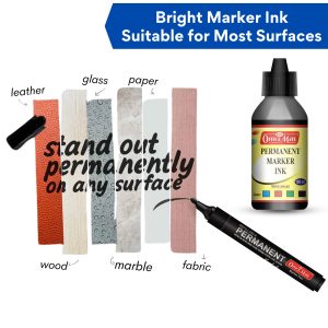 Officemate Permanent Marker Ink 100ml – Black, Refill Ink for Permanent Markers