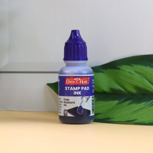 Officemate Stamp Pad Ink Blue – 15 ml Bottle | Fade-Resistant, Quick-Drying Refill