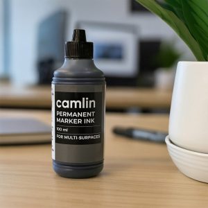 Camlin Permanent Marker Ink 100 ml – Black Color Refill Ink for Multi-Surfaces