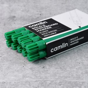 Camlin Bold-E Whiteboard Marker – Green Color Bold Writing Refillable (Pack of 10)