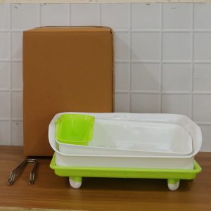 Prexo 2 Layer Kitchen Dish Drying Rack with Drain Tray (1 Set)