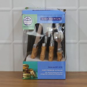 Stainless Steel Cutlery Set with Wooden Finish Handle (24 Pc Set)