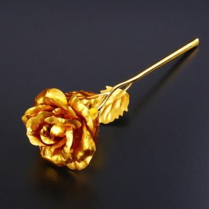 Heart Love Decorative Showpiece with Golden Rose Flower Gift Set (2 Pc)
