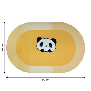 Anti-Slip Cartoon Panda Printed Bathroom Floor Mat (1 Pc, 90 x 59 Cm)