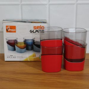 Prexo Stylish Grip Base Plastic Selo Glass (4 Pc, Set 300 ML Each)