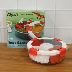 Plastic 5 Compartment Spice Storage Box With Spoons