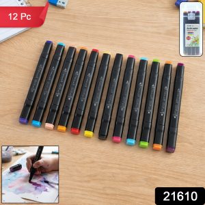 Acrylic Dual Tip Marker Watercolor Pen Set 12 Pc