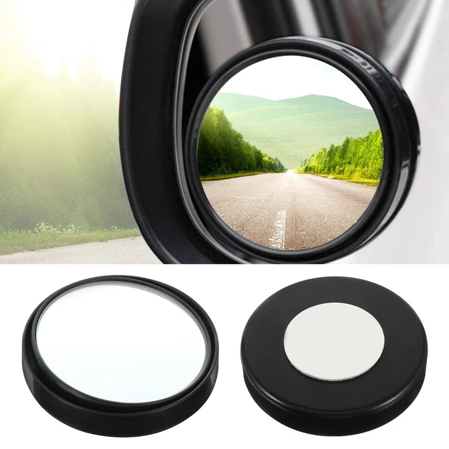 2 Pc Car Blind Spot Convex Side Mirror Set (1 Pc / Mix Color)