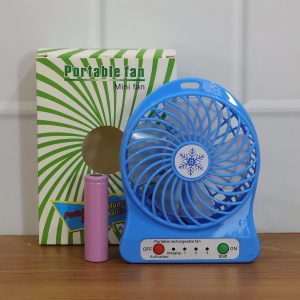 Portable Rechargeable Mini Table Fan With LED Light And Battery (1 Pc)