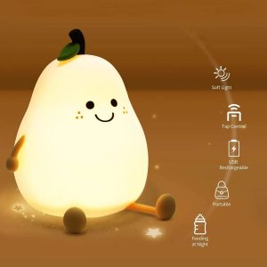 Cute Pear Shape Silicone Night Lamp With Multi Color Changing Mode (1 Pc)