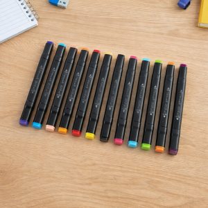 24 Pc Dual Tip Sketch Marker Pen Set With Storage Pouch